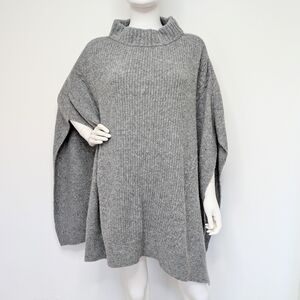 Super Soft Fuzzy Grey Thick Oversized Blanket Poncho Sweater Cowl Turtleneck
